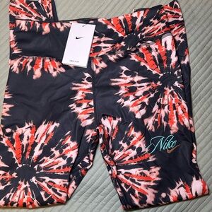 Nike Tie-Dye Leggings - Black and Red